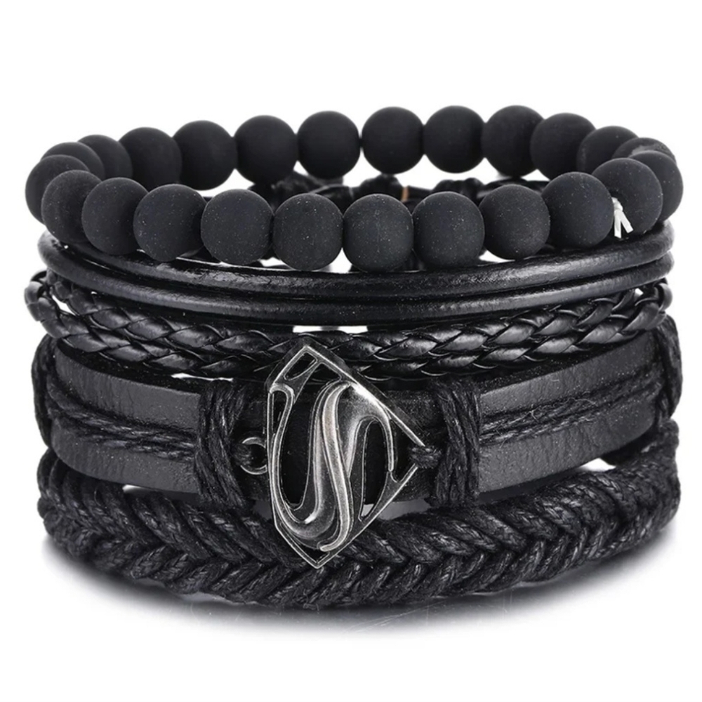 5 pc leather superhero bracelets
